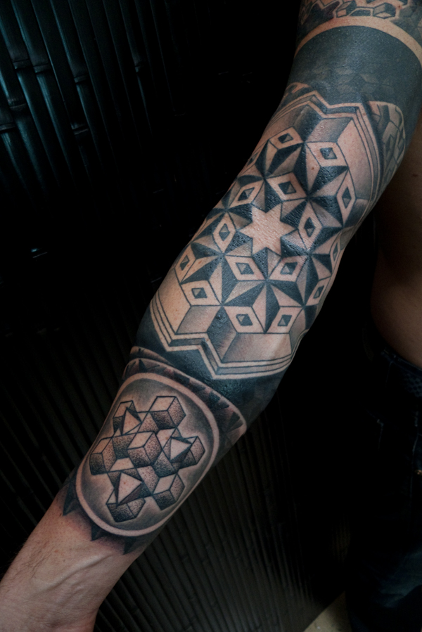 full sleeve tattoo. Geometric Full Sleeve Tattoo
