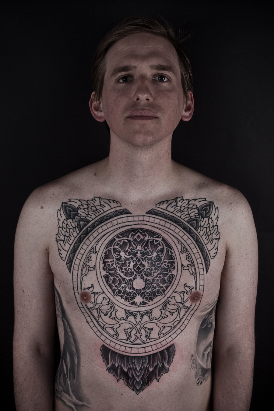 Kelly's Astrolabe Chest Tattoo