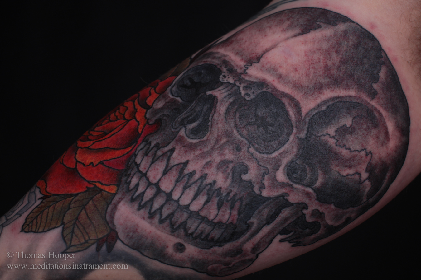 rose skull tattoo. A Skull and Rose